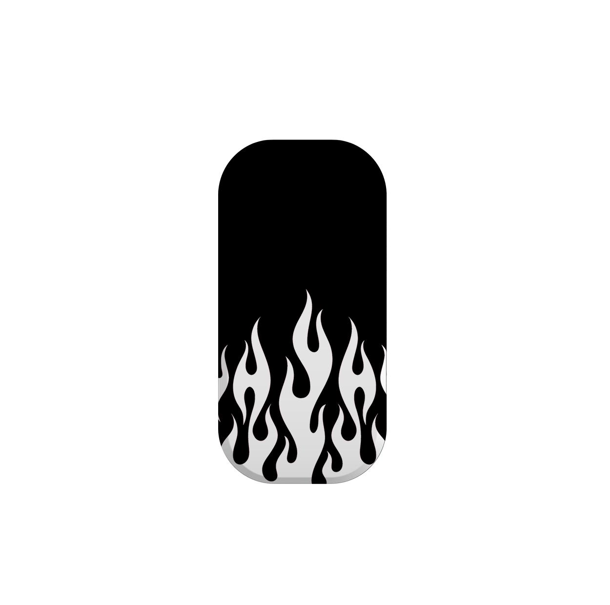 White Flames Black Phone Stand