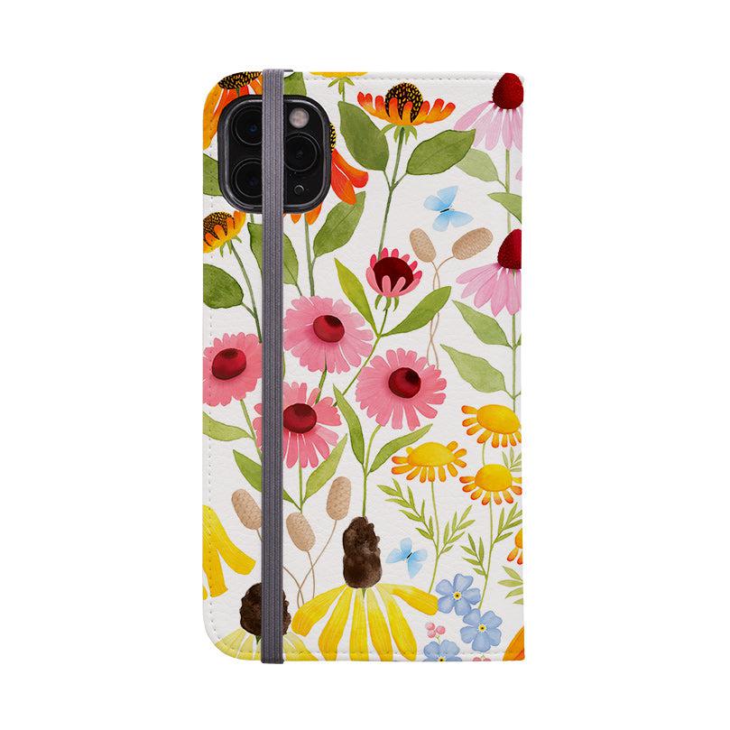 Wallet phone case-Wildflower Pattern By Bex Parkin-Vegan Leather Wallet Case Vegan leather. 3 slots for cards Fully printed exterior. Compatibility See drop down menu for options, please select the right case as we print to order.-Stringberry