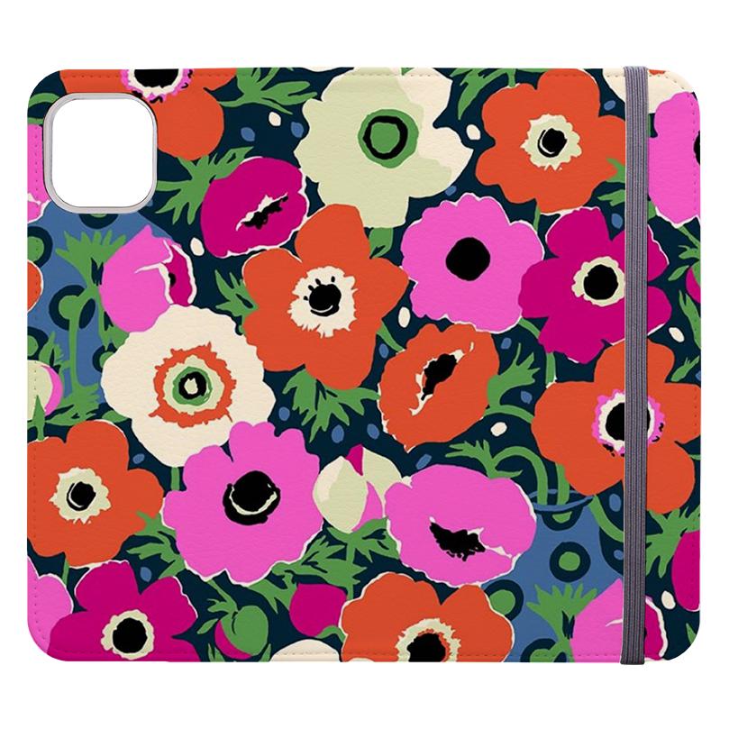Handyhülle mit Brieftaschenfunktion – Windflowers von Sarah Campbell: Vegane Brieftaschen-Handyhülle aus veganes Leder. 3 Kartenfächer, vollständig bedruckte Außenseite. Kompatibilität: Siehe Auswahlliste für Optionen – bitte wählen Sie die passende Hülle, da wir individuell nach Bestellung bedrucken. – Stringberry