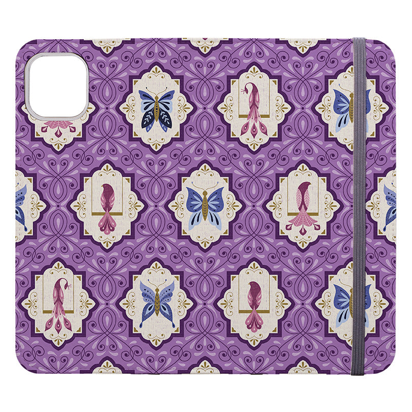 Wallet phone case-Wingframes Med Purple By Jenny Zemanek-Vegan Leather Wallet Case Vegan leather. 3 slots for cards Fully printed exterior. Compatibility See drop down menu for options, please select the right case as we print to order.-Stringberry