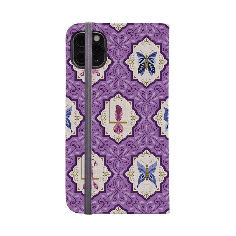 Wallet phone case-Wingframes Med Purple By Jenny Zemanek-Vegan Leather Wallet Case Vegan leather. 3 slots for cards Fully printed exterior. Compatibility See drop down menu for options, please select the right case as we print to order.-Stringberry