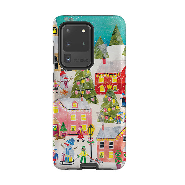 Samsung phone case-Winter Village By Tracey English-Product Details Raised bevel to protect screen from scratches. Impact resistant polycarbonate shell and shock absorbing inner TPU liner. Secure fit with design wrapping around side of the case and full access to ports. Compatible with Qi-standard wireless charging. Thickness 1/8 inch (3mm), weight 30g. Compatibility See drop down menu for options, please select the right case as we print to order.-Stringberry