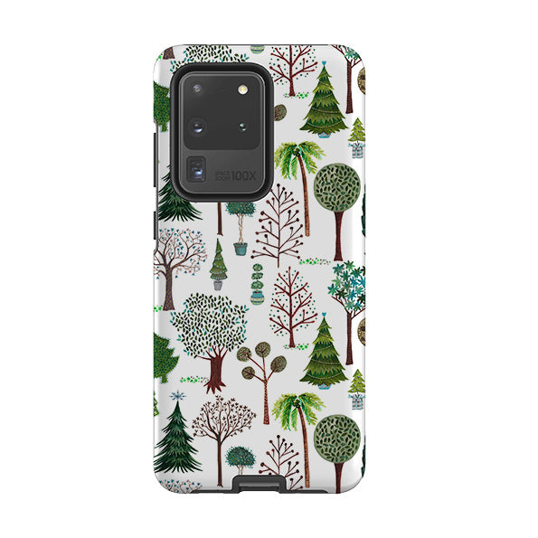 Samsung phone case-Xmas Trees By Katherine Quinn-Product Details Raised bevel to protect screen from scratches. Impact resistant polycarbonate shell and shock absorbing inner TPU liner. Secure fit with design wrapping around side of the case and full access to ports. Compatible with Qi-standard wireless charging. Thickness 1/8 inch (3mm), weight 30g. Compatibility See drop down menu for options, please select the right case as we print to order.-Stringberry