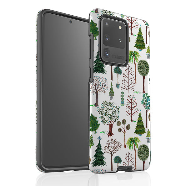 Samsung phone case-Xmas Trees By Katherine Quinn-Product Details Raised bevel to protect screen from scratches. Impact resistant polycarbonate shell and shock absorbing inner TPU liner. Secure fit with design wrapping around side of the case and full access to ports. Compatible with Qi-standard wireless charging. Thickness 1/8 inch (3mm), weight 30g. Compatibility See drop down menu for options, please select the right case as we print to order.-Stringberry
