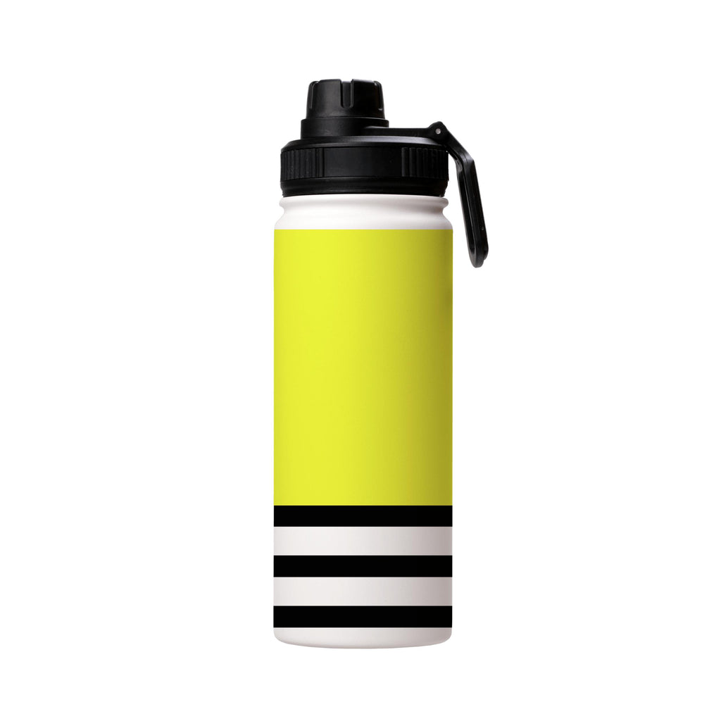 Water Bottles-Yellow And Stripes Insulated Stainless Steel Water Bottle-18oz (530ml)-Sport cap-Insulated Steel Water Bottle Our insulated stainless steel bottle comes in 3 sizes- Small 12oz (350ml), Medium 18oz (530ml) and Large 32oz (945ml) . It comes with a leak proof cap Keeps water cool for 24 hours Also keeps things warm for up to 12 hours Choice of 3 lids ( Sport Cap, Handle Cap, Flip Cap ) for easy carrying Dishwasher Friendly Lightweight, durable and easy to carry Reusable, so it's safe 