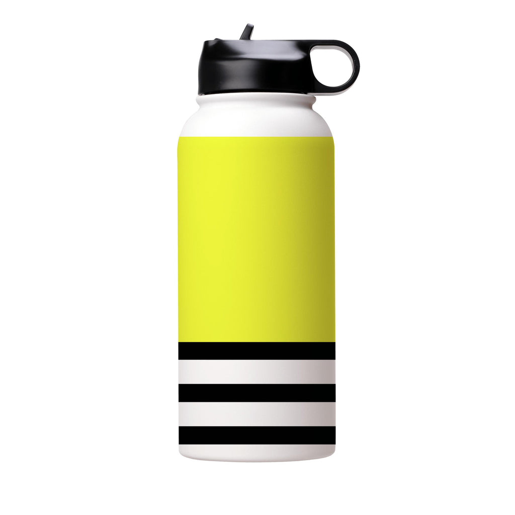 Water Bottles-Yellow And Stripes Insulated Stainless Steel Water Bottle-32oz (945ml)-Flip cap-Insulated Steel Water Bottle Our insulated stainless steel bottle comes in 3 sizes- Small 12oz (350ml), Medium 18oz (530ml) and Large 32oz (945ml) . It comes with a leak proof cap Keeps water cool for 24 hours Also keeps things warm for up to 12 hours Choice of 3 lids ( Sport Cap, Handle Cap, Flip Cap ) for easy carrying Dishwasher Friendly Lightweight, durable and easy to carry Reusable, so it's safe f